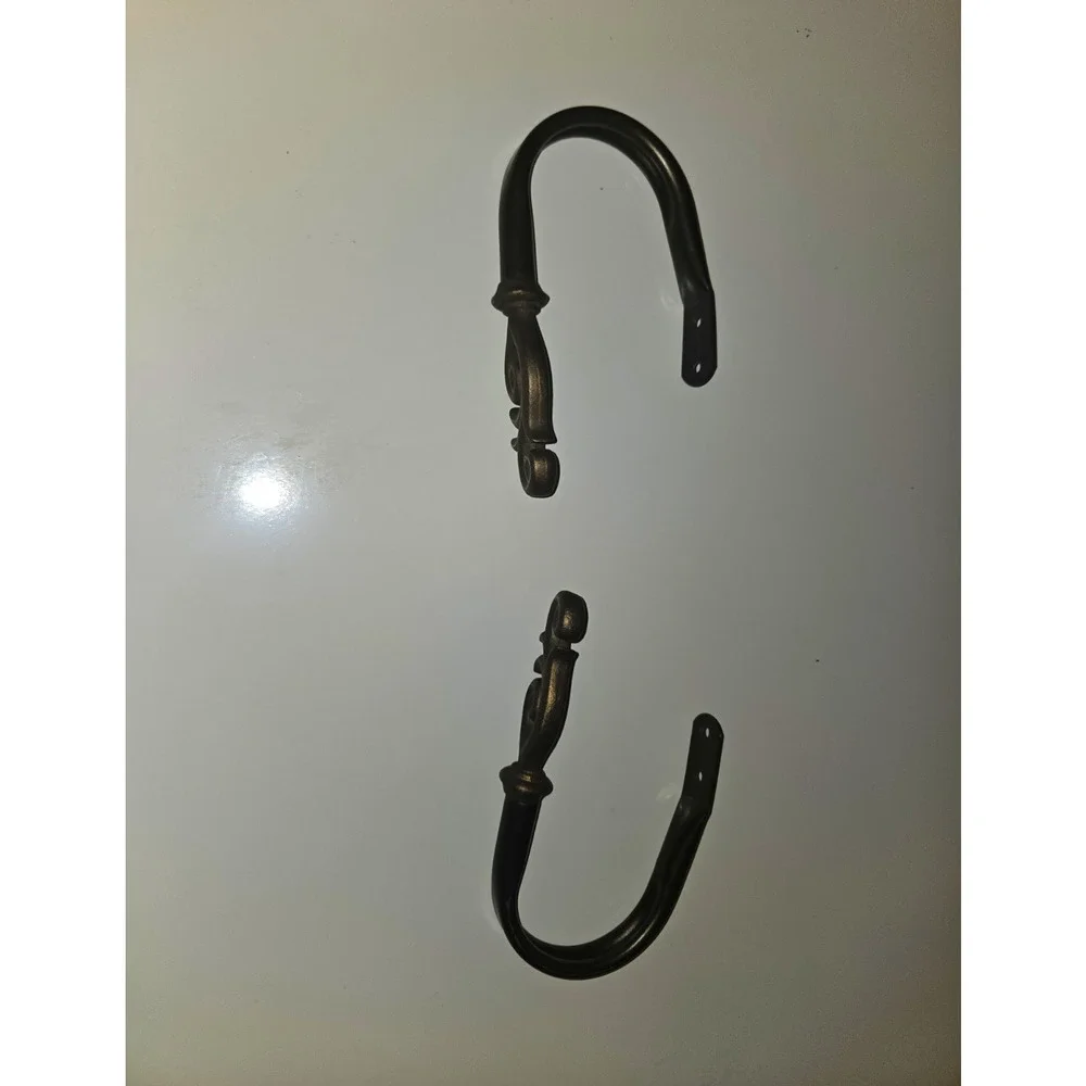 Pair Decorative Metal Curtain Holdbacks Tiebacks Black Bronze Scroll Design 8